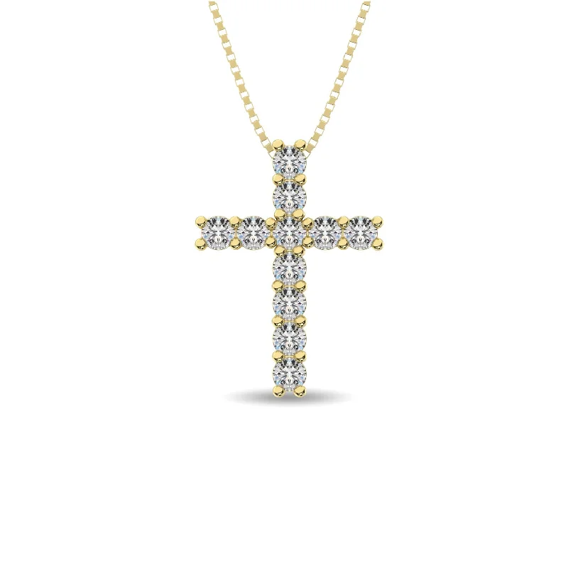 Women’s statement gold necklace-Diamond 1 Ct.Tw. Cross Pendant in 14K Yellow Gold