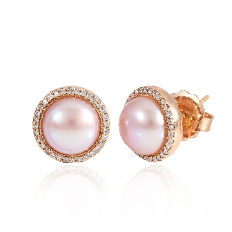 Women’s fashion earrings-Pearl Halo Studs