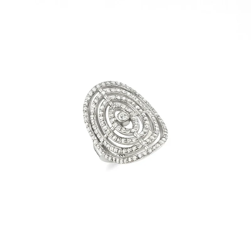 Women’s vintage-inspired diamond engagement ring-Diamond Orbit Ring R0090