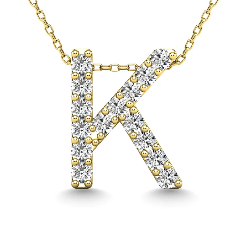 Women’s chic necklace-Diamond 1/8 Ct.Tw. Letter K Pendant in 14K Yellow Gold""