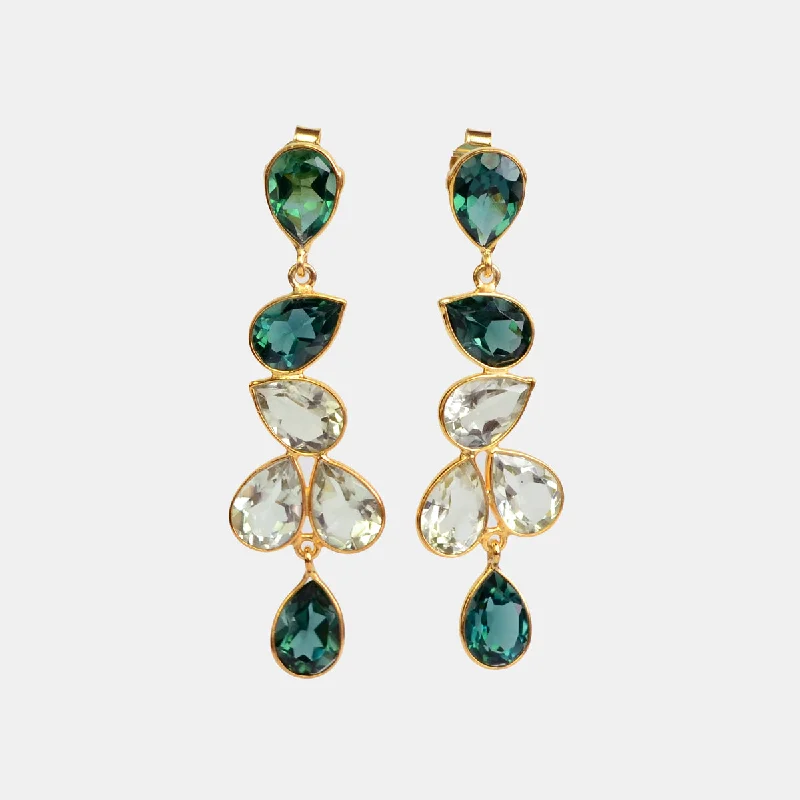 Women’s sapphire earrings-Elegant Tourmaline and Green Amethyst Statement Earrings