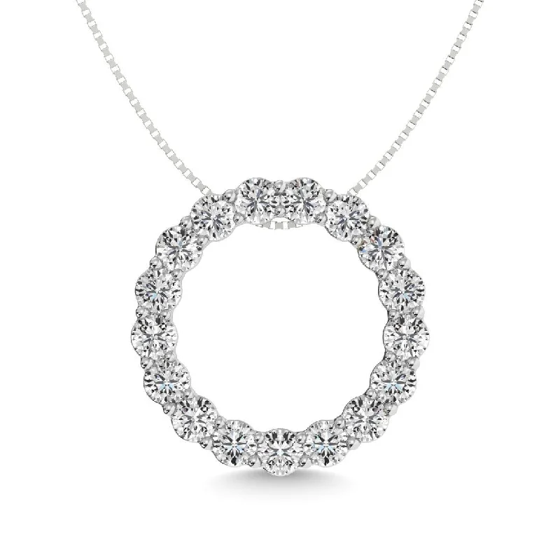 Women’s minimalist necklace-Diamond 1 ct tw Fashion Pendant in 14K White Gold