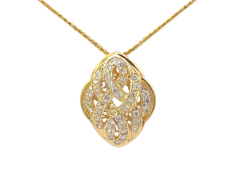 Women’s bar necklace-Solid 18k Yellow Gold Diamond Pendant