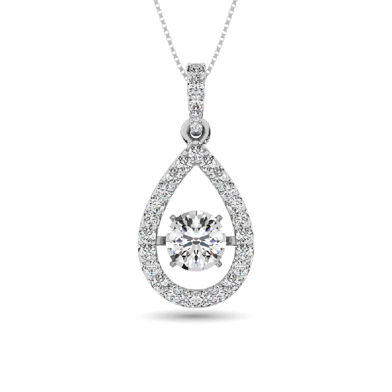 Women’s heart-shaped pendant necklace-Diamond 2 Ct.Tw. Pear Shape Shimmering Pendant in 14K White Gold