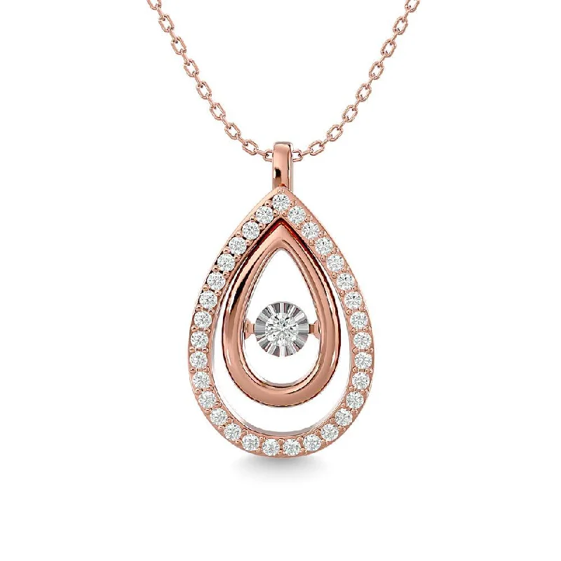 Women’s birthstone necklace-Diamond 1/4 Ct.Tw. Pear Shape Pendant in 14K Rose Gold