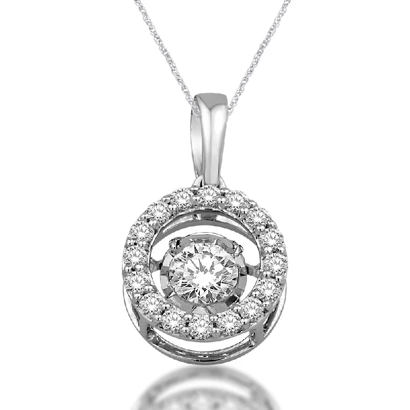 Women’s minimalist necklace-14K White Gold 1/3 Ct.Tw. Moving Diamond Pendant