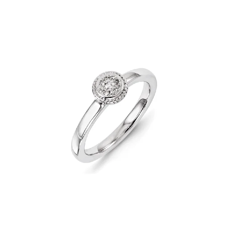 Women’s stackable engagement ring-Sterling Silver Stackable Expressions Diamond Round Ring | QSK1079