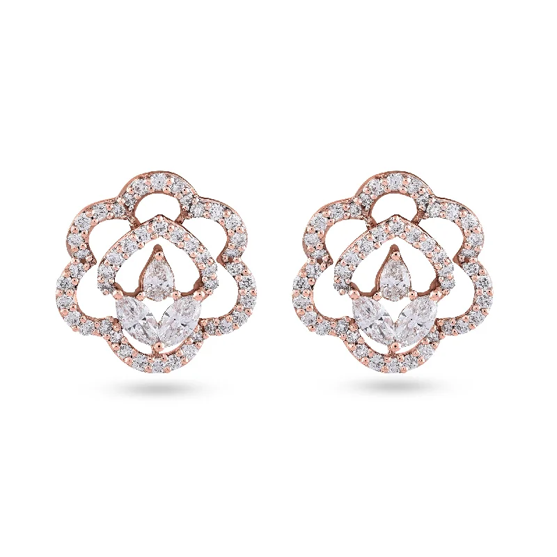 Women’s two-tone earrings-Celebration Daimond Earrings