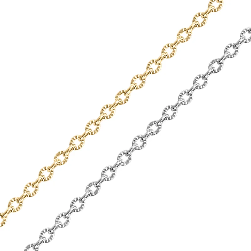 Women’s wedding necklace-18K Gold PVD Stainless Steel Crimped Oval Chain - By The Foot / SPL1030