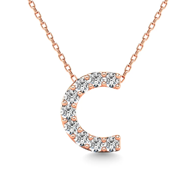 Women’s crystal necklace-Diamond 1/10 Ct.Tw. Letter C Pendant in 14K Rose Gold""