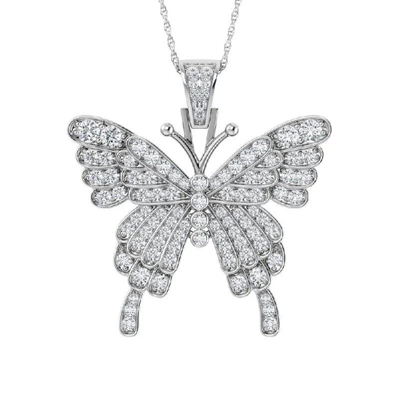 Women’s infinity necklace-Diamond 1 Ct.Tw. Butterfly Pendant in 10K White Gold