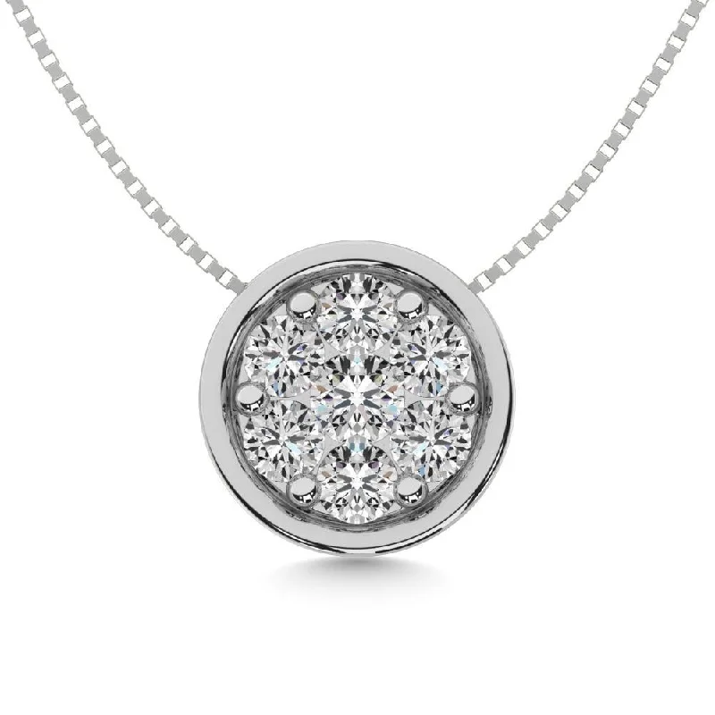 Women’s ruby necklace-Diamond 1/2 ct tw Round Slider Pendant in 14K White Gold