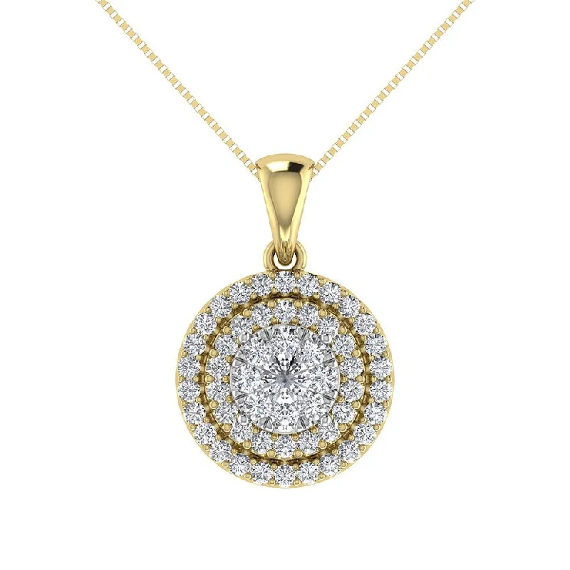 Women’s colorful gemstone necklace-Diamond 3/4 Ct.Tw. Fashion Pendant in 14K Yellow Gold