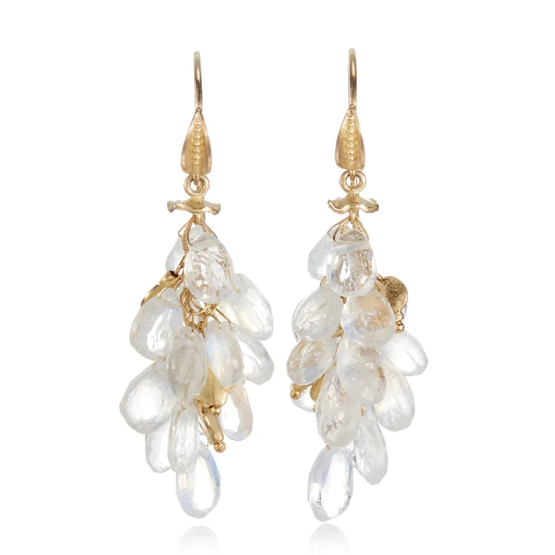 Women’s drop hoop earrings-Moonstone Briolette Earrings