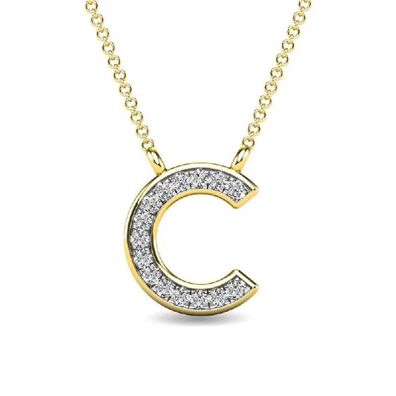 Women’s artistic necklace-Diamond 1/20 Ct.Tw. Letter C Pendant in 10K Yellow Gold