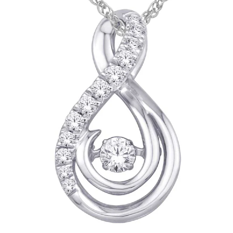 Women’s diamond pendant necklace-10K White Gold 1/5Ct.Tw.Moving Diamond Fashion Pendant