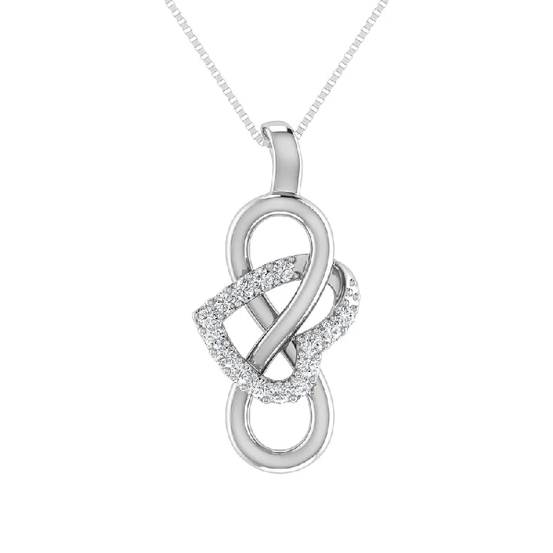 Women’s abstract necklace-10K White Gold 1/8 Ct.Tw. Diamond Heart & Infinity Pendant