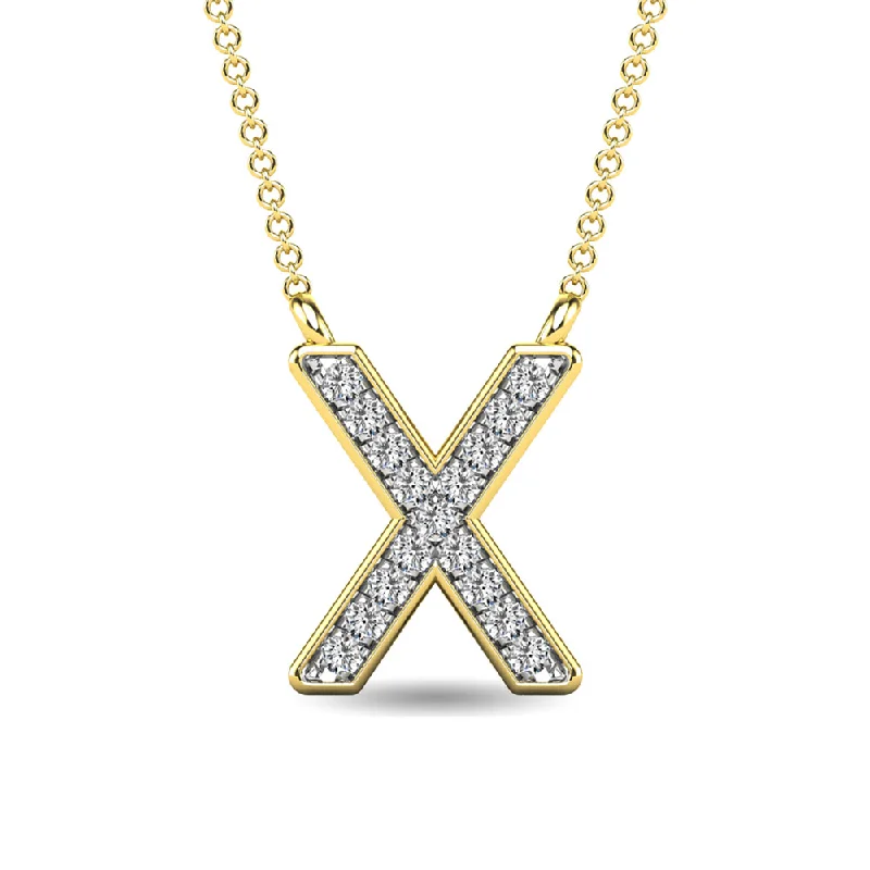 Women’s choker necklace-Diamond 1/20 Ct.Tw. Letter X Pendant in 10K Yellow Gold""