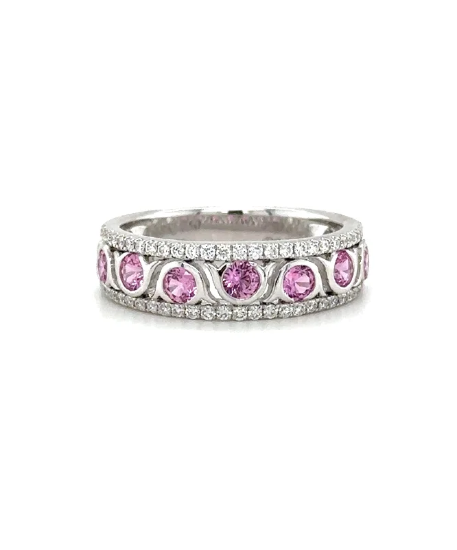 Women’s anniversary diamond engagement ring-Pink Sapphire and Diamond Band 253-JSA