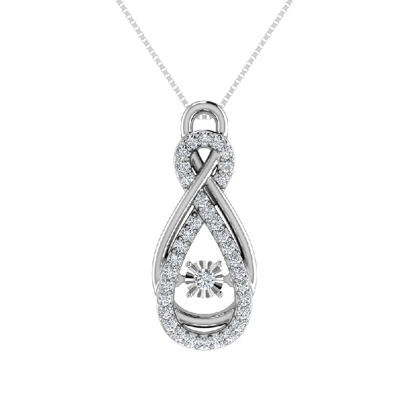 Women’s floral pendant necklace-10K White Gold 1/5 Ct.Tw. Diamond Shimmering Pendant