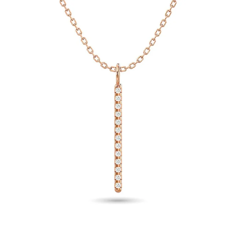 Women’s minimal pendant necklace-Diamond 1/10 ct tw Bar Pendant in 10K Rose Gold