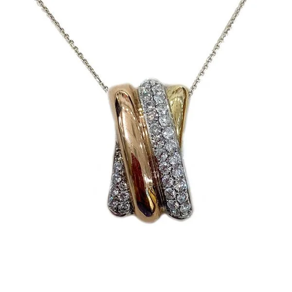 Women’s anniversary necklace-14k Tri Tone Diamond Pendant