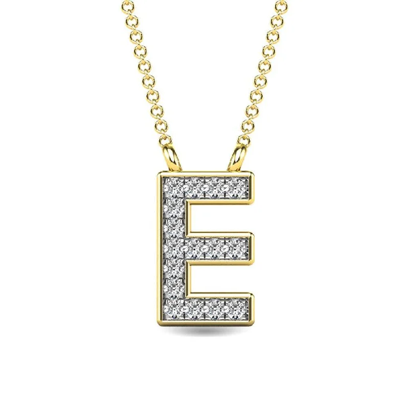 Women’s casual necklace-Diamond 1/20 Ct.Tw. Letter E Pendant in 10K Yellow Gold