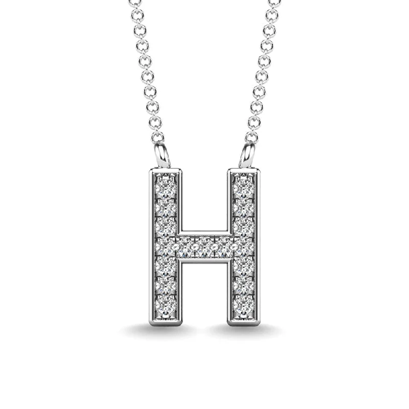 Women’s spiritual necklace-Diamond 1/20 Ct.Tw. Letter H Pendant in 10K White Gold""