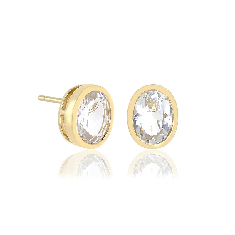 Women’s minimalist earrings-Joan Stud Earrings in White Topaz