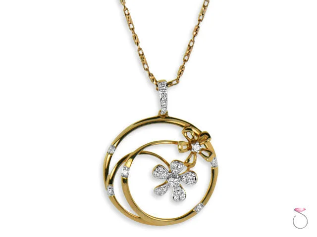 Women’s gold gemstone necklace-Diamond Flower Pendant .22ctw in 18K Rose Gold