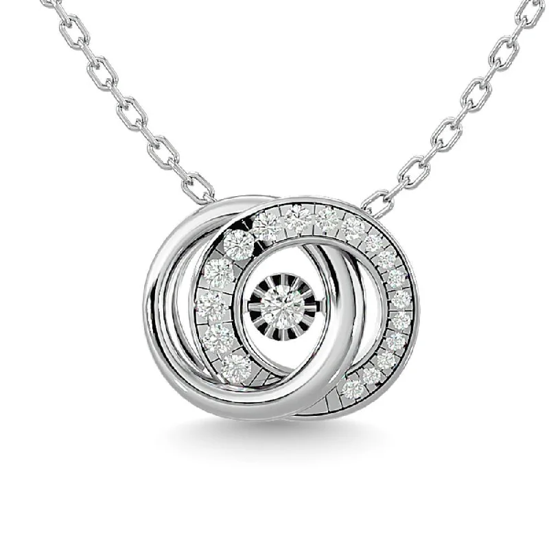 Women’s bar necklace-Diamond 1/4 Ct.Tw. Interlinked Circle Pendant in 14K White Gold