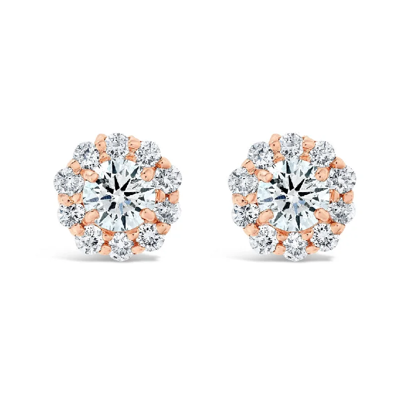 Women’s eco-friendly engagement ring-1/2ct Diamond Cluster Studs in Solid Gold