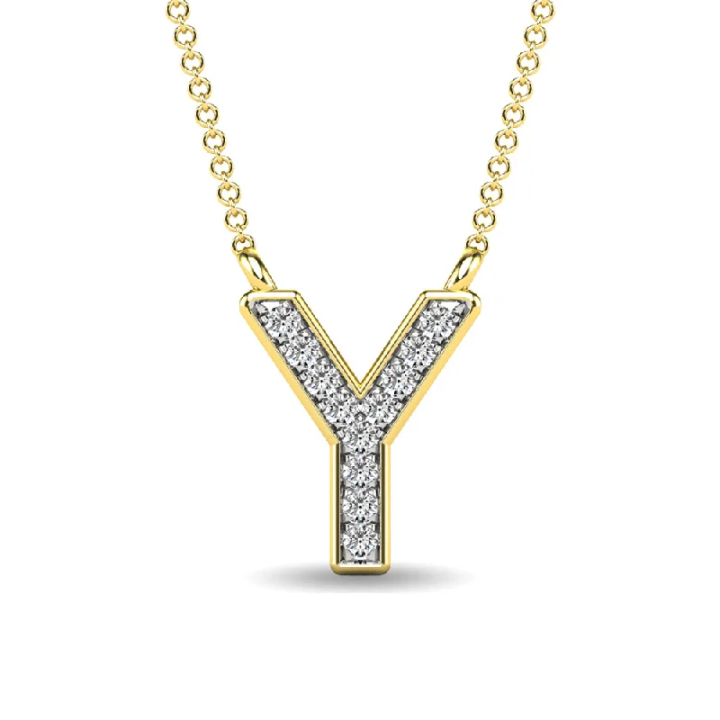 Women’s opal necklace-Diamond 1/20 Ct.Tw. Letter Y Pendant in 10K Yellow Gold""