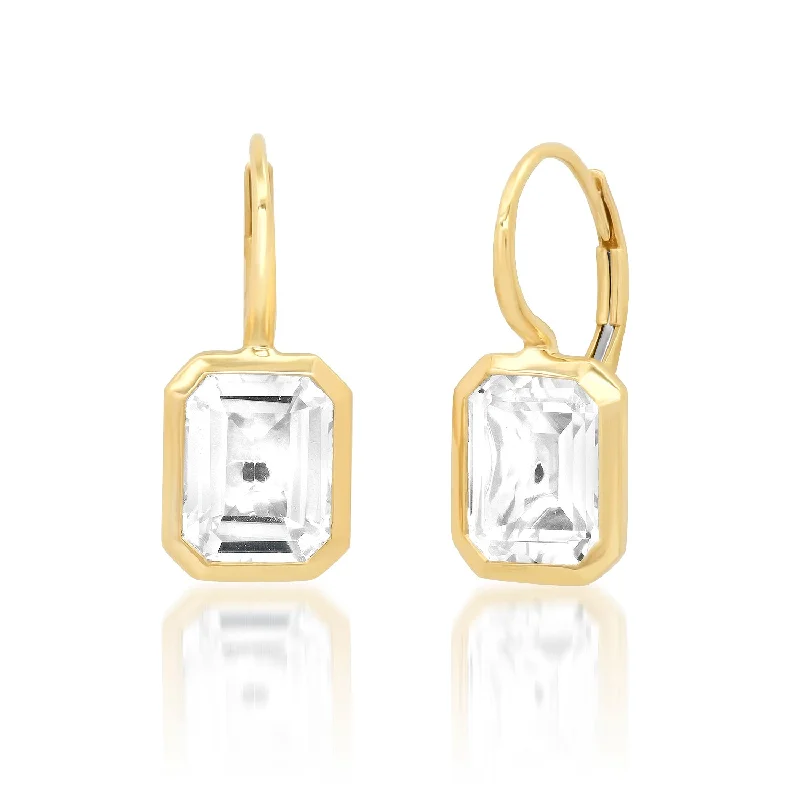 Women’s chic hoop earrings-White Topaz Drops