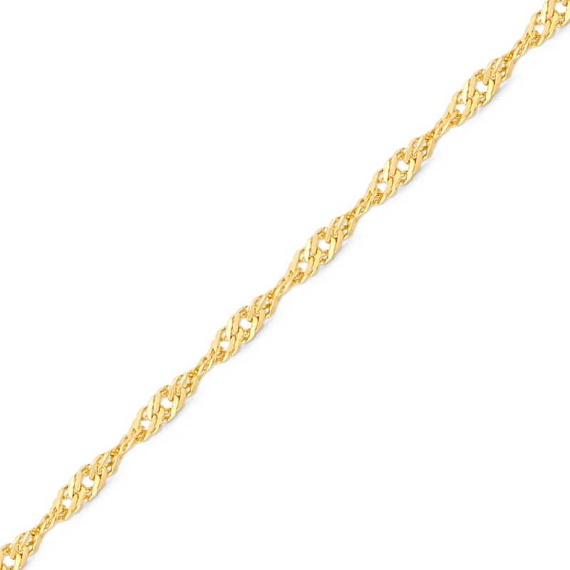 Women’s twisted necklace-1.2 mm Singapore 14K Solid Gold Permanent Jewelry Chain - By the Inch / PMJ0008