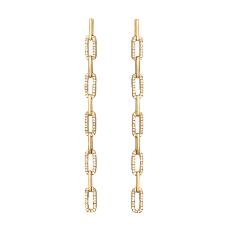 Women’s diamond stud earrings-Paperclip Chain Drops