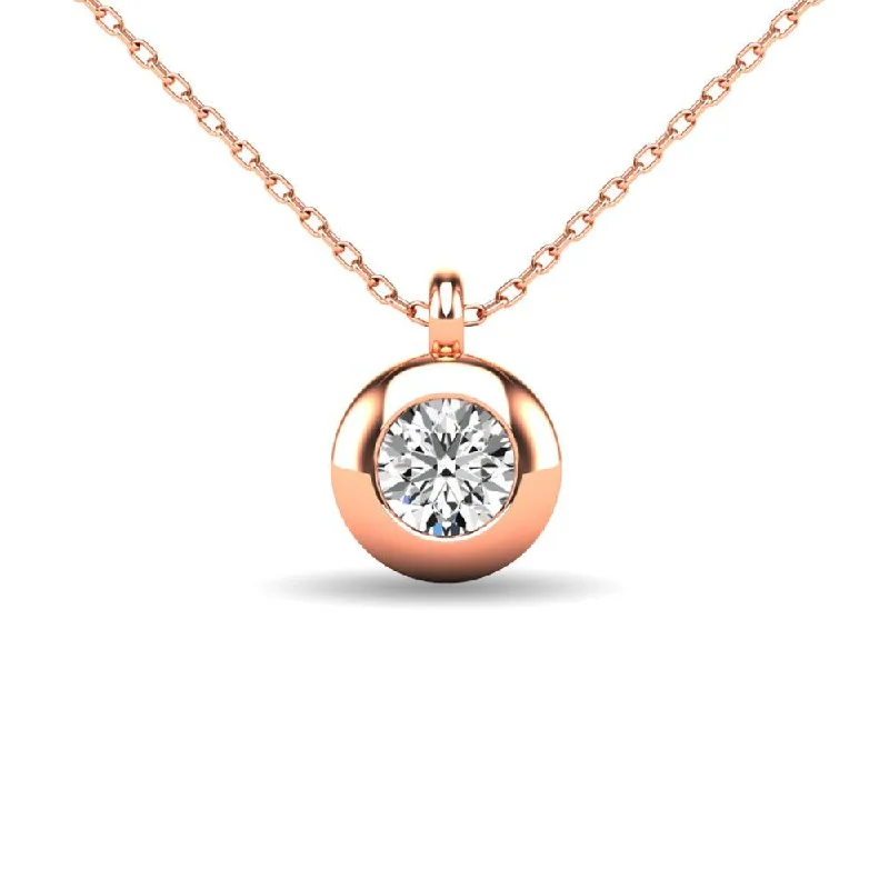 Women’s chunky necklace-Diamond 1/10 ct tw Bezel Set Pendant in 10K Rose Gold