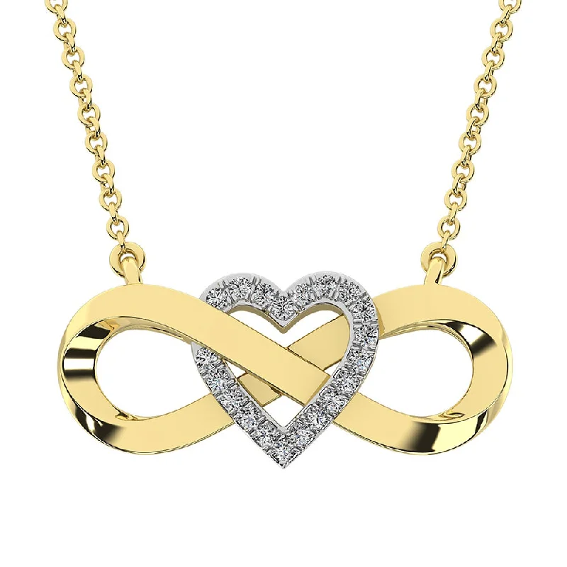 Women’s eco-friendly necklace-10K Yellow Gold 1/20 Ct.Tw. Diamond Infinity Pendant With Heart