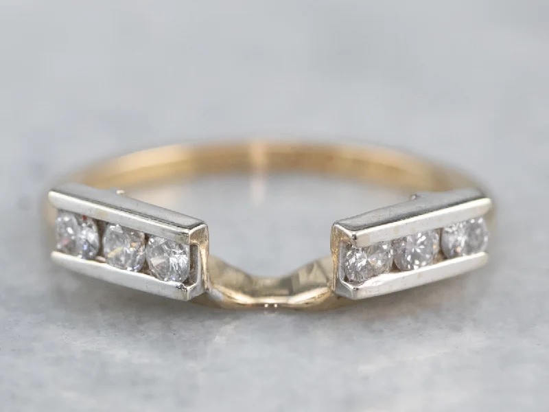 Women’s platinum solitaire engagement ring-Two Tone Gold Diamond Enhancer Band