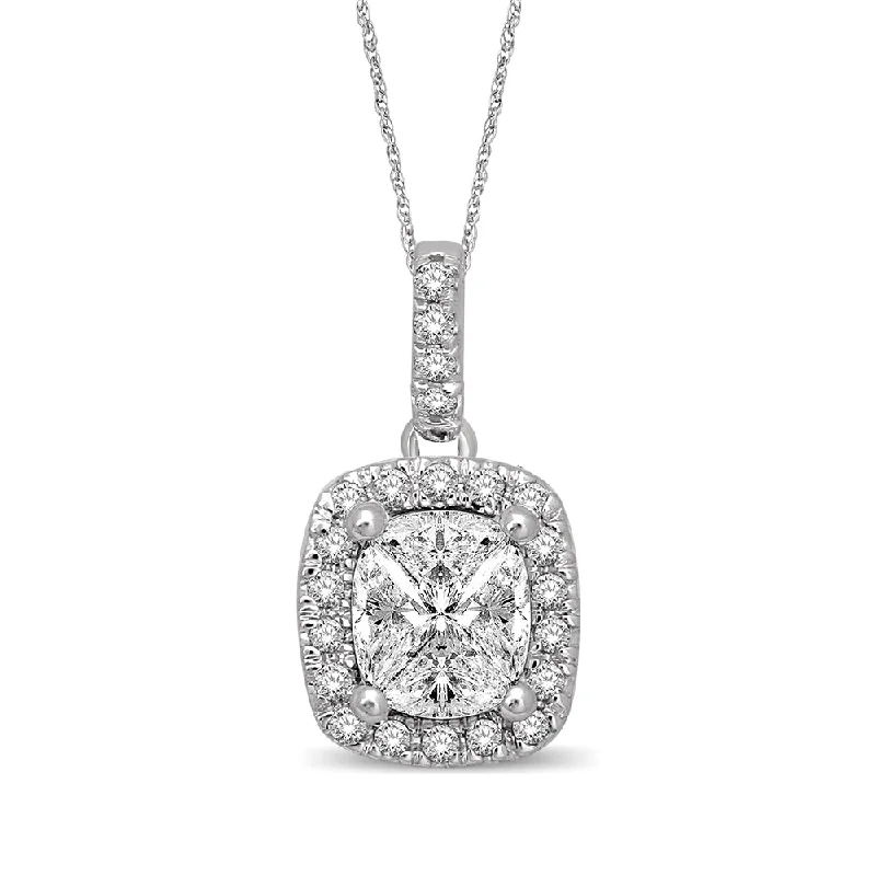 Women’s engraved bar necklace-14K White Gold 2/5 Ct.Tw.Diamond Fashion Pendant