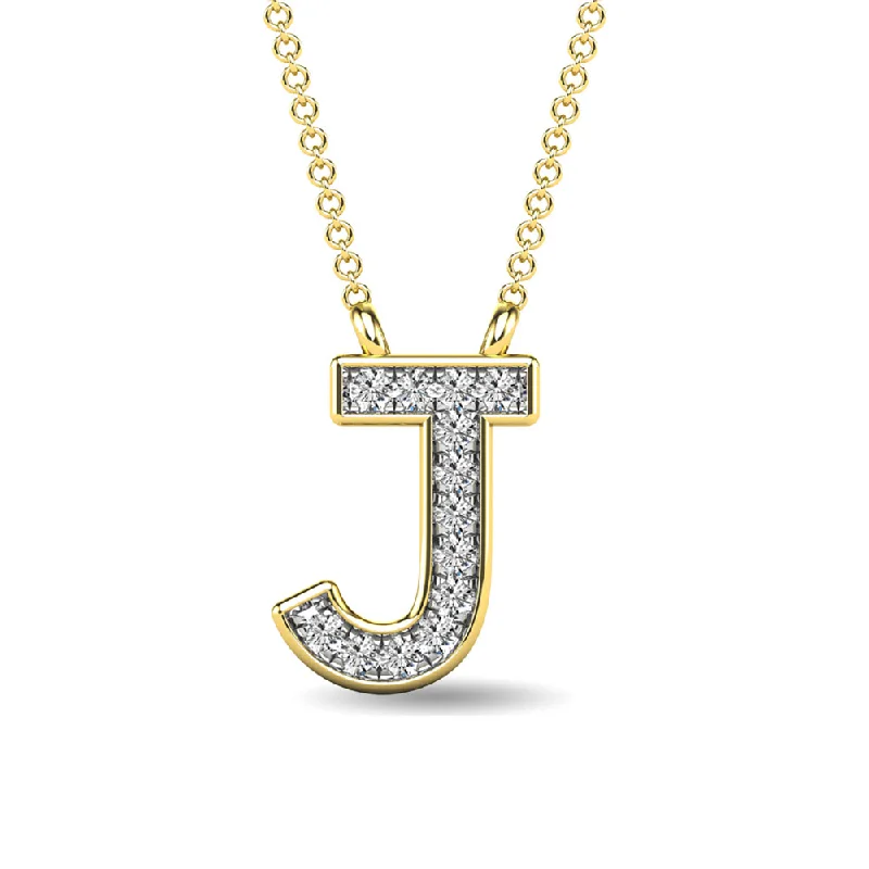 Women’s delicate gold necklace-Diamond 1/20 Ct.Tw. Letter J Pendant in 10K Yellow Gold""