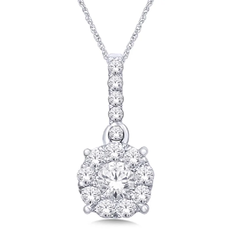 Women’s diamond choker necklace-14K White Gold 3/4 Ct.Tw. Diamond Fashion Pendant