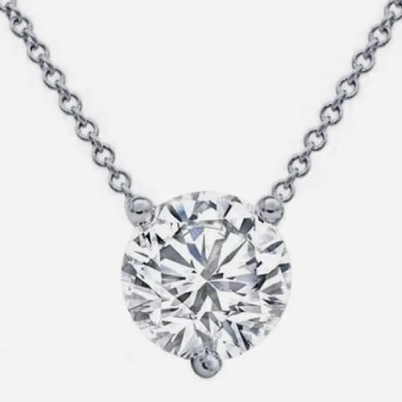 Women’s fashion necklace-1.00 ct Solitaire Pendant Round Lab Diamond by Mercury Rings