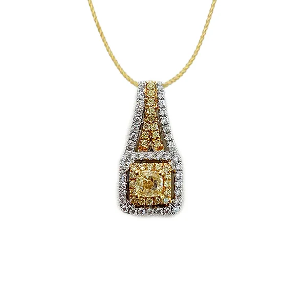 Women’s dainty gold necklace-14k Two Tone Yellow Diamond Pendant