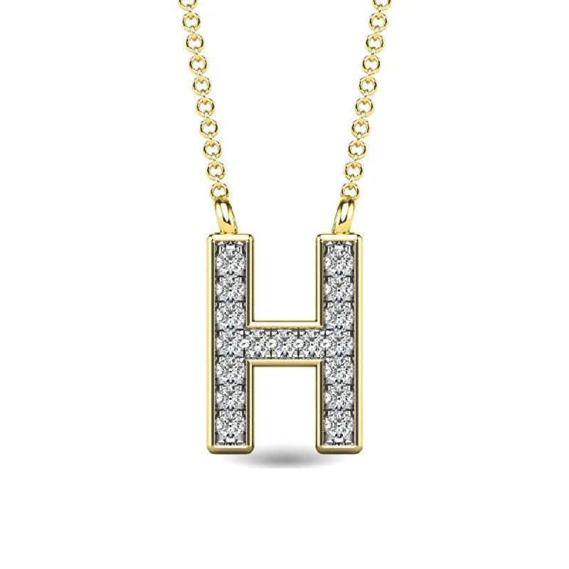 Women’s chokers and necklaces-Diamond 1/20 Ct.Tw. Letter H Pendant in 10K Yellow Gold