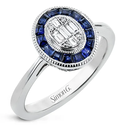 Women’s cushion-shaped diamond engagement ring-Simon-set Sapphire Right Hand Ring in 18k Gold with Diamonds LR2739