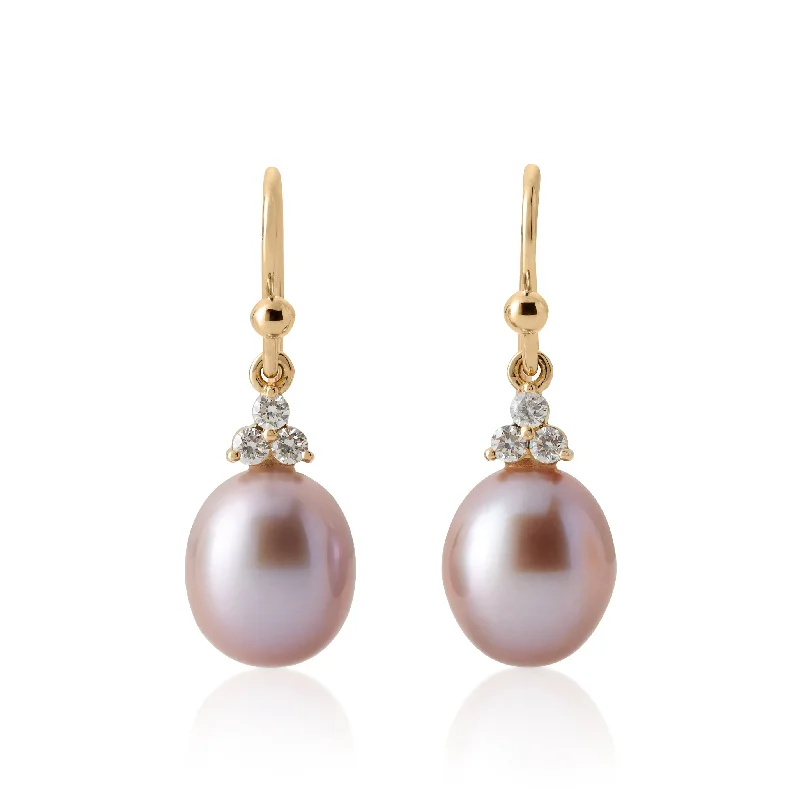 Women’s vintage earrings-Madison Drop Earrings in Pink Pearls & Diamonds