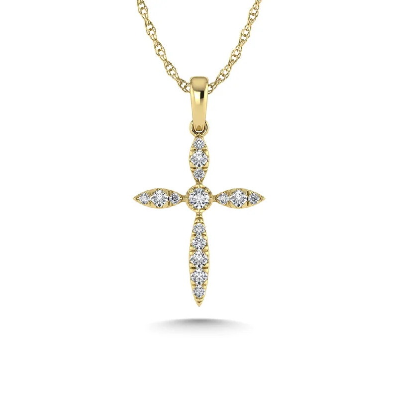 Women’s heart pendant necklace-14K Yellow Gold Diamond 1/8 Ct.Tw. Cross Pendant