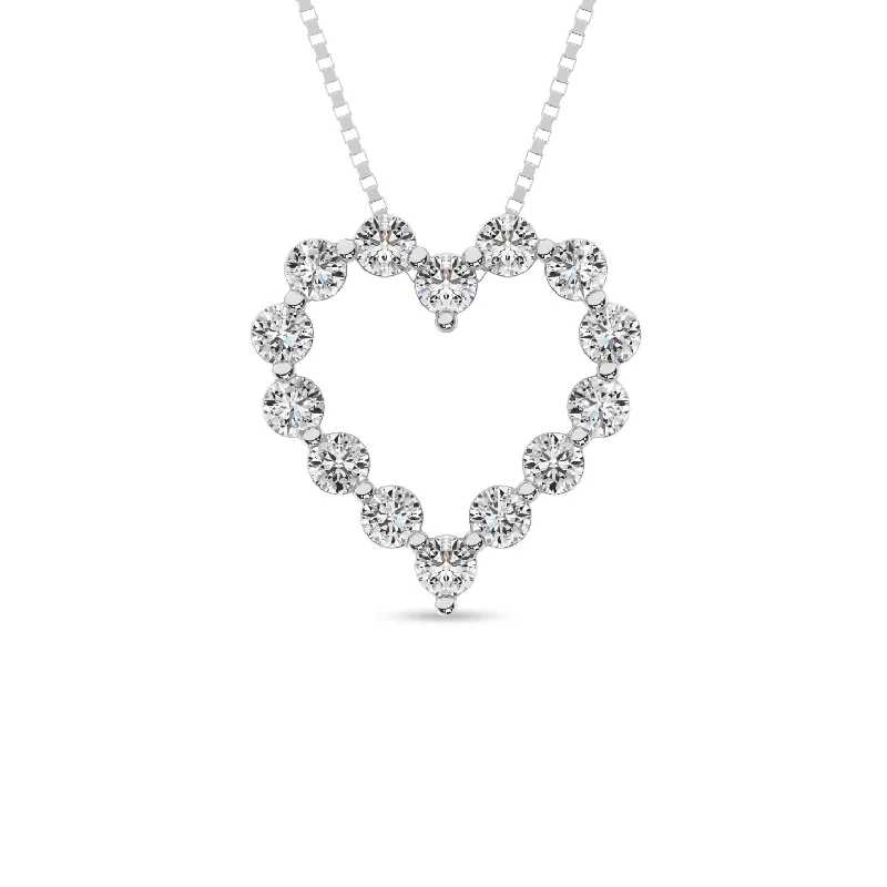 Women’s bar necklace-Diamond 1 Ct.Tw. Heart Pendant in 14K White Gold