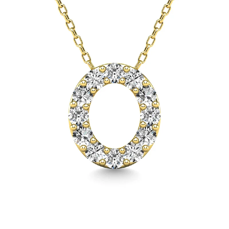 Women’s chunky necklace-Diamond 1/8 Ct.Tw. Letter O Pendant in 14K Yellow Gold""